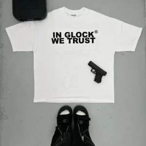 In glock we trust white black shirt