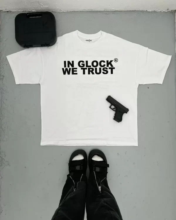 In glock we trust white black shirt